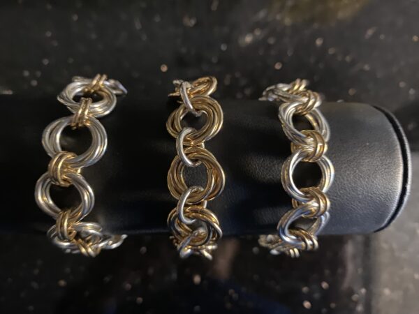 Silver and Gold double link bracelet with silver clasp option 2