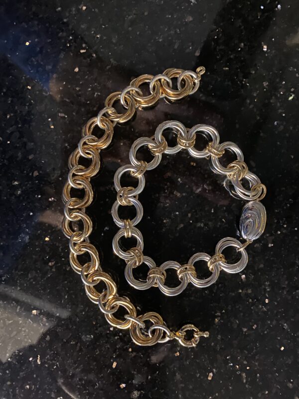 Silver and Gold double link bracelet with silver clasp Option 1